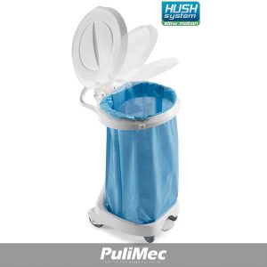 DELTA CARRELLO PORTASACCO IN PLASTICA BIANCO LT.120, C/4 RUOTE, COPERCHIO E PEDALE