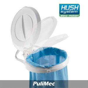 DELTA CARRELLO PORTASACCO IN PLASTICA BIANCO LT.120, C/4 RUOTE, COPERCHIO E PEDALE