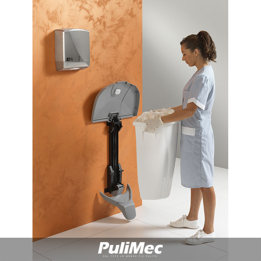 OYSTER CONTENITORE IN PLASTICA A MURO SOSPESO GRIGIO LT. 50 C/PEDALE E COPERCHIO